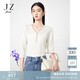 玖姿（JUZUI）商場同款V領套頭衫女裝春款修身氣質針織JWDC31013 純白 S