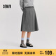 森馬（Semir）森馬半身裙女仿毛呢裙子24冬新款A字百褶裙遮胯顯瘦109724120001