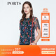 PORTS寶姿 新品商場(chǎng)同款女裝 夏季新品紅花藍屋荷葉邊領(lǐng)上衣 丈青印花 S (4)