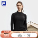 FILA 斐樂官方女子針織長袖上衣2025秋健身運動半拉鏈簡約長T