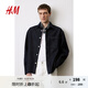 H&M男裝女裝夾克夏季寬松外套式牛仔襯衫情侶上衣1211685 深牛仔藍(lán) 175/108 L