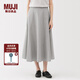 無印良品（MUJI）女式 涼感 寬擺裙 長半身裙女裙子25年夏季 女裝涼感物語BE1VTC5S 灰色條紋 M （160/66A）