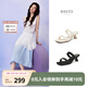 百思圖七夕禮物2025夏季商場(chǎng)新款時(shí)尚一字拖細(xì)高跟外穿女拖鞋B5297BT5 黑色 37