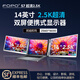 FOPO16寸三屏便攜顯示器1200P一線(xiàn)三屏便攜式顯示屏筆記本副屏寬屏16:10炒股辦公擴展屏 雙線(xiàn)雙屏/2.5K超清S7/14英寸 【靠背款】