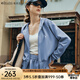 Olrain歐芮兒運(yùn)動風(fēng)連帽開衫衛(wèi)衣短外套秋季女裝寬松休閑上衣 藍(lán)色 M