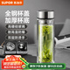 蘇泊爾（SUPOR）玻璃杯茶水分離男士水杯雙層高硼硅玻璃耐高溫大容量泡茶杯子禮物 行硯黑400mL