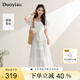 朵以（Duoyi）2025夏季新款初戀感減齡少女荷葉邊方領(lǐng)蕾絲蛋糕裙白色連衣裙 梔子白 M
