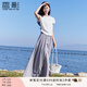 香影【仙女褲】灰色裙褲女垂感2025夏裝新款顯瘦寬松大褲腳闊腿褲 淺灰裙褲 L 165/88A/110-125斤