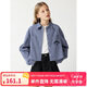 ELLE KIDS25春季女童短款休閑學院風工字褶刺繡全棉襯衫外套上衣