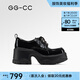GG-CC【林允同款】洛克復(fù)興秋季新款復(fù)古厚底樂(lè)福鞋女小皮鞋G25X5038 黑色【系帶珠飾款】 37