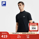 FILA 斐樂官方男子針織短袖衫2025夏季新款戶外運動半拉鏈基礎(chǔ)T恤 深黑-BK L 175/96A/L