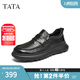 他她（TATA）商務(wù)休閑皮鞋男士一腳蹬真皮懶人鞋爸爸鞋2024冬TFE02DM4 黑色（單里） 42