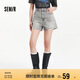 森馬（Semir）牛仔褲女寬松美式熱褲酷颯風(fēng)夏街頭毛邊短褲復(fù)古辣妹103324122010
