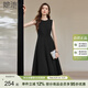 她池優(yōu)雅氣質(zhì)小黑裙女2025秋裝新款圓領(lǐng)中長款顯瘦連衣裙