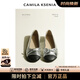 CAMILA KSENIA單鞋子2025新款時尚拼接女法式淺口拼色休閑平底豆豆鞋 銀色 37