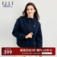 ELLE ACTIVE初秋連帽外套女時尚百搭寬松顯瘦外套女輕薄戶外騎行運(yùn)動梭織風(fēng)衣 藏青色 M