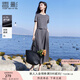 香影灰色休閑套裝女2025夏季新款正肩t恤半身裙兩件套一整套穿搭 深灰 M 160/84A/95-110斤