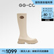 GG-CC【戀綜女主】冬季新款時(shí)尚厚底彈力靴顯瘦高筒長(zhǎng)靴女靴G24Y3506 米白色 38