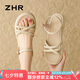 ZHR涼鞋女法式簡(jiǎn)約細(xì)帶百搭女鞋厚底舒適鞋子女 AY160 淺黃色 39 