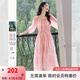梵希蔓宮廷風(fēng)法式泡泡袖連衣裙女2025春季新款萊賽爾暈染花色長(zhǎng)裙 A0717 粉色 M