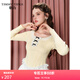 糖力商場(chǎng)同款秋新款純欲風(fēng)蕾絲邊針織衫女套頭顯瘦打底衫上衣 淺黃色 常規 M