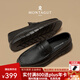 夢(mèng)特嬌（MONTAGUT）小牛皮鏤空一腳蹬休閑皮鞋夏季新款沖孔透氣涼鞋軟底樂(lè)福豆豆鞋男 黑色-頭層牛皮（沖孔透氣） 41