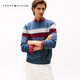 Tommy Hilfiger【柔軟純棉】25秋冬男撞色條紋學(xué)院風(fēng)針織衫/情侶款純色毛衣