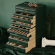靈芳高檔首飾盒皮質(zhì)大容量飾品收納盒歐式木質(zhì)抽屜式多層精致珠寶箱 首飾盒12層墨綠大容量抽屜式 28.5*21.3*45cm 復古歐式風(fēng)