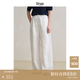 旅途原品ltyp 三季可穿寬松天絲亞麻一片式空氣褲 極簡(jiǎn)松緊腰抽繩休閑褲 象牙白 S