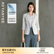 顏域灰色休閑西裝外套女2025夏季新款簡(jiǎn)約顯瘦七分袖正裝氣質(zhì)西服 淺灰 M