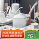 景探景德鎮(zhèn)碗碟套裝家用北歐式輕奢陶瓷喬遷新居骨瓷餐具整套碗盤組合 銀秋方形明火煲 60件套