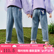 茵曼（INMAN）【暹羅兔IP】時尚撞色印花女童褲子2025春裝新款兒童休閑百搭牛仔 春秋款-牛仔藍(lán) 170
