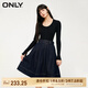 ONLY秋冬氣質(zhì)百搭針織拼接百褶連衣裙女|123442006 J37 1000洗水藍(lán)牛仔 L 170/88A