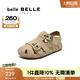 百麗（Belle）時(shí)尚羅馬涼鞋女商場(chǎng)同款舒適鏤空休閑吐司鞋93920B65 杏色 35