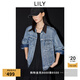 LILY云朵牛仔2025春復(fù)古拼接燈芯絨領(lǐng)巴恩風(fēng)純棉夾克外套女小個子 419牛仔藍(lán) L