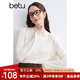 百圖betu女裝冬季新款T恤半高領(lǐng)蕾絲軟糯舒適打底T恤女2410T51 米白 L