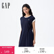 GAP女裝2025夏季新款刺繡logo抽繩收腰中長(zhǎng)棉質(zhì)無(wú)袖連衣裙764900