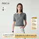 PRICH淡人氣質(zhì)polo翻領(lǐng)針織衫2025夏季新款修身顯瘦短袖上衣女 15灰色 S