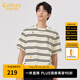 卡賓（CABBEEN）【滿(mǎn)身刺繡】條紋短袖T恤男2024夏新款寬松潮牌上衣情侶裝 米白色12 M /170/48
