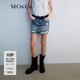 MO&Co.牛仔半身裙微A短裙夏愛心波點(diǎn)中腰破洞手工磨白甜酷摩安珂 牛仔藍(lán)色 M 165