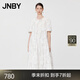 JNBY/江南布衣春夏連衣裙中式苗族蝴蝶印花褶皺設計圓領(lǐng)短袖5O5G10090 199/白底多彩花型 S