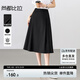 尚都比拉通勤半身裙女夏高腰壓褶修身A字裙時尚百搭裙子 黑色 M