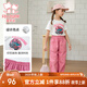 富羅迷女童套裝夏季新款時(shí)尚休閑短袖兒童工裝褲兩件套 白/玫紅  150 