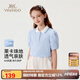 英氏（YEEHOO）女童T恤兒童短袖上衣中大童裝polo衫抗菌甜酷時(shí)裝夏 藍(lán)色 170