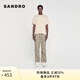 SANDRO2024春秋款男裝休閑純色字母圓領(lǐng)針織T恤上衣SHPTS01383 米黃色 S