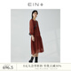 EIN言文藝休閑優(yōu)雅氣質(zhì)雪紡千鳥(niǎo)格印花短袖連衣裙女夏季新款 珊瑚紅 M