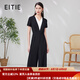 愛特愛（EITIE）氣質(zhì)V領收腰闊腿連體褲時尚通勤顯瘦OL經(jīng)典夏新款B2307114 黑色22 S 155