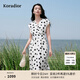 珂萊蒂爾2025年夏季新款法式優(yōu)雅V領(lǐng)波點(diǎn)無袖連衣裙女 淡橙黃 M