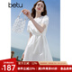 百圖betu女裝2025夏季新款短袖連衣裙重工刺繡收腰顯瘦裙子女2505T75 白色 S