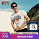 FILA斐樂(lè)黃景瑜同款情侶款針織短袖衫2025夏季新款狐貍刺繡寬松T恤 云菇白-WT XL 180/100A/XL